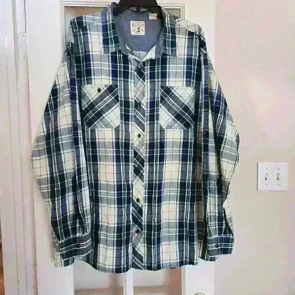 Red Head Men's Blue Plaid Button Down 100% Cotton 2XL Work Casual Outdoors Fall - Picture 1 of 9
